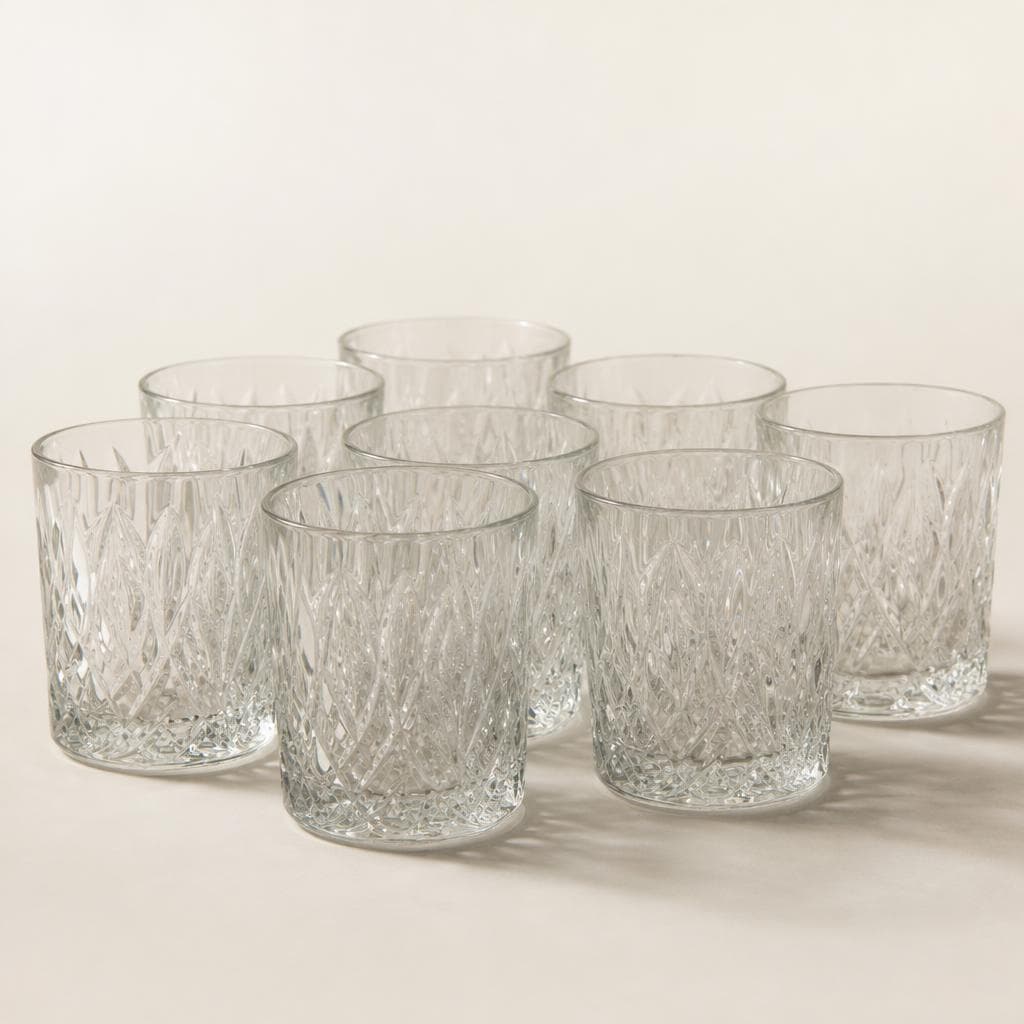 Anchor Hocking cut glass tumbler set, 8 pieces