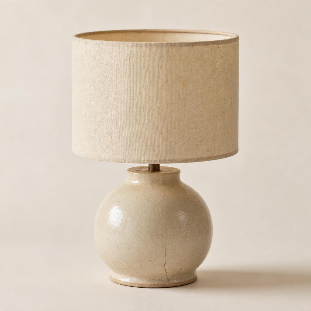 Ceramic table lamp, cream glaze