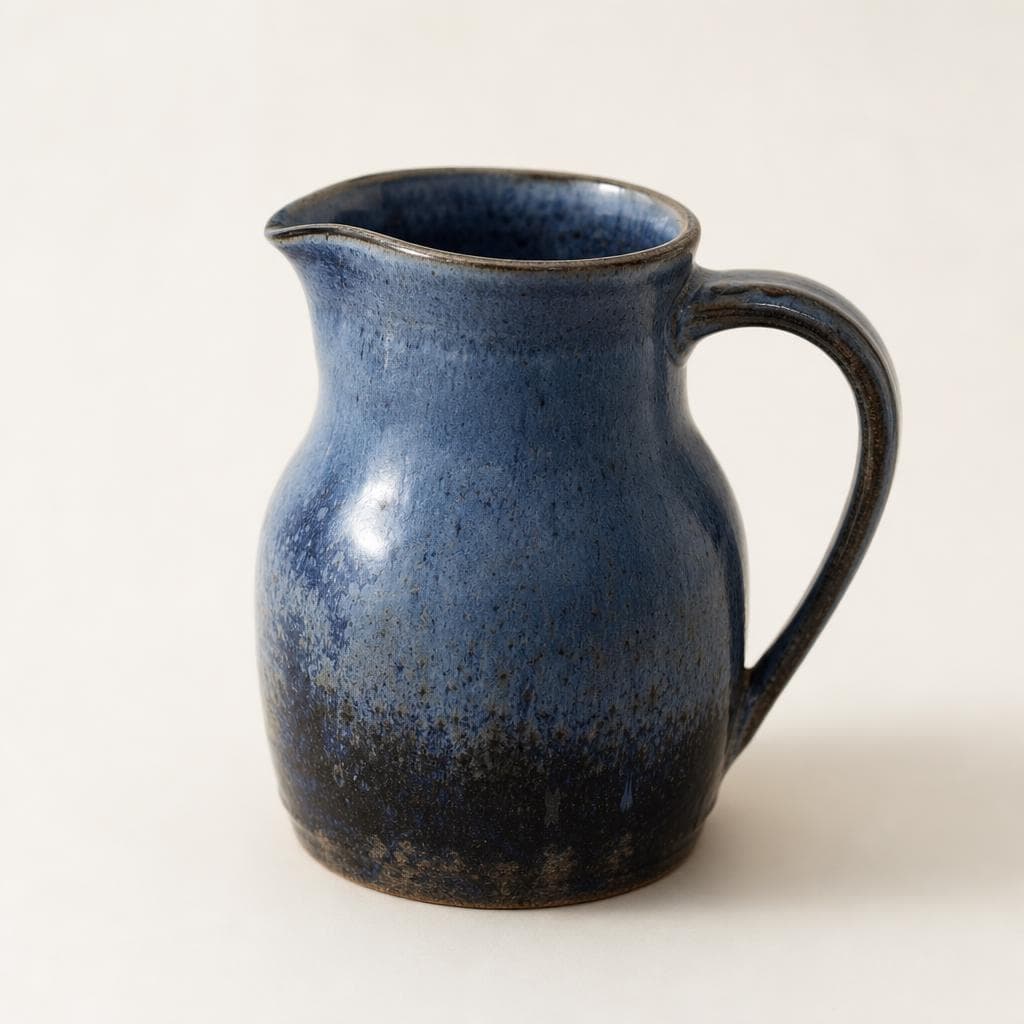 Stoneware pitcher, blue glaze