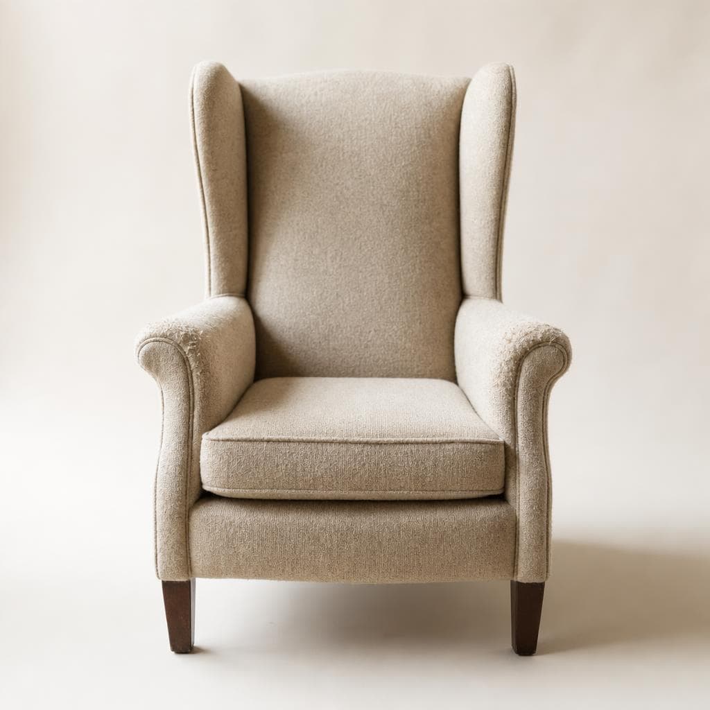 Wingback armchair, reupholstered